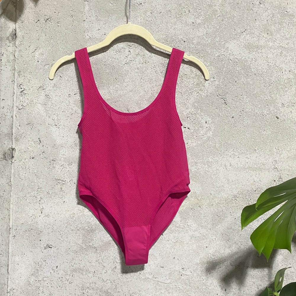 Zara Bodysuit Fishnet Hot Pink Small New